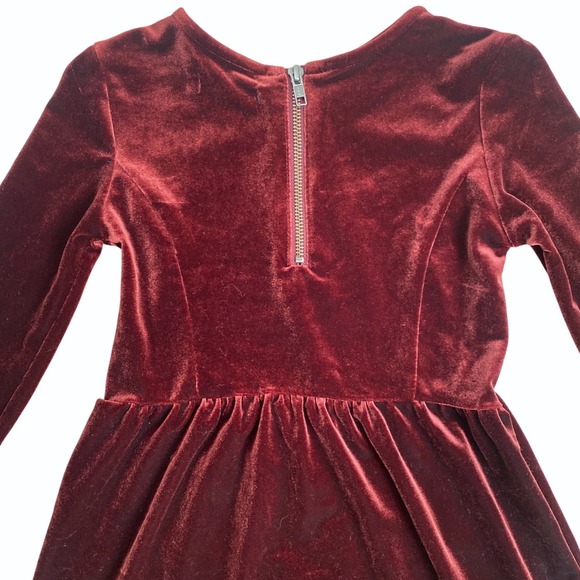 Gap Kids Velvet Long Sleeve Midi Dress Girls S/6-7 Burgundy Thanksgiving Holiday - Picture 5 of 8